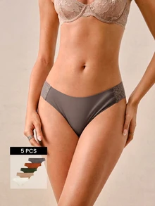 Hourtrue 5pack Contrast Lace Panty Set Lingerie - Multicolor - View 2
