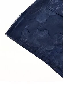 Franclia Plus Size Women's Elegant Vintage French Sexy Cute Commuter Jacquard Fabric Chiffon Semi-Sheer 3/4 Sleeve Blazer Black Jacket Spring/Summer Fall - Blue - View 4