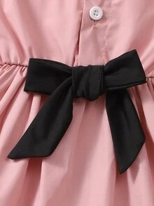 SHEIN Baby Girl Ruffle Trim Flounce Sleeve Half Button Blouse & Pants Autumn Fall - Multicolor - View 8