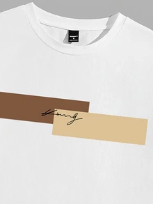 Sorvial Plus Size Men's Minimalist Color Block Letter Print T-Shirt And Brown Shorts Casual Set - Brown - View 3