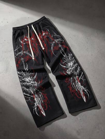 Herren Gothic Muster Loose Jogginghose