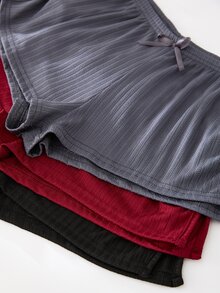 Snug Zone 3 件套女士纯色蝴蝶结装饰短裤睡裤 - 彩色 - 查看 7