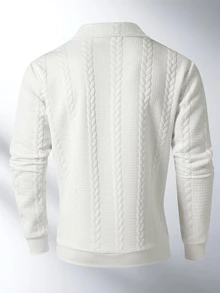 Claim Dot Men's Solid Color Casual Versatile Everyday Long Sleeve Sweatshirt - White - View 2