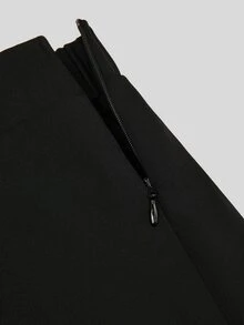 Sweetra Setelan Jas dan Celana Ukuran Besar dengan Sabuk - Hitam - View 7
