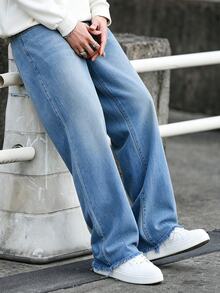 EGENSIO Men's Casual Versatile Daily Travel Denim Jeans With Pockets - Blue - View 4