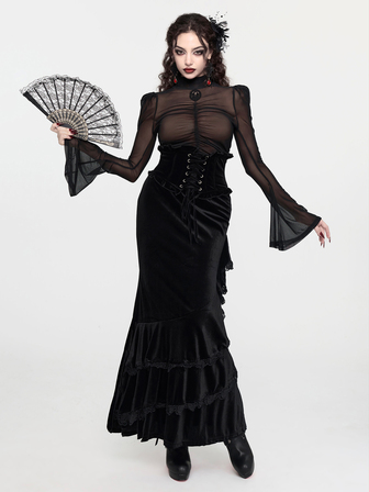 Goth Women's Sexy Sheer Mesh Top