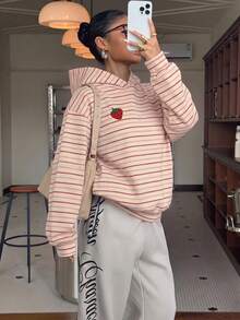 Muchica 女款全印花運動衫，休閒極簡日常百搭，約會與外出穿搭，女款秋季服飾，秋季穿搭，女款通勤穿搭，百搭上衣，外出穿搭，機場穿搭 - 彩色 - 查看 5