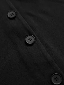 DreamSkyne Plus Size Dark Hooded Lace-Up Asymmetrical Hem Flare Sleeve Dress Halloween Evening Night Black Autumn Goth 1920 Vintage - Black - View 8