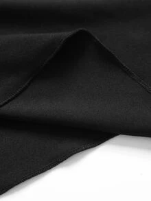 DreamSkyne Plus Size Dark Hooded Lace-Up Asymmetrical Hem Flare Sleeve Dress Halloween Evening Night Black Autumn Goth 1920 Vintage - Black - View 4