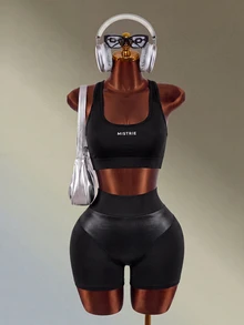 Mistrie 1pc Black Letter Print Racerback Women's Sports Tank Top, Slim Fit, Suitable For Yoga, Fitness, Workout, Summer - Black - View 6