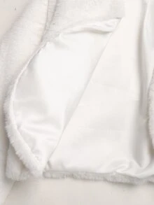 SHEIN 兒童青少年女孩極簡風人造毛皮外套，適合派對與戶外穿著，秋冬款 - 白色 - 查看 9