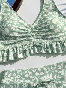 DAZY Ditsy Floral Sleeveless Tank Top & Skirt Set Swimwear For Tween Girls (Large) Summer - Green - View 5