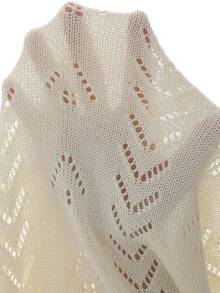 Velvienne Plus Size Casual Solid Color Hollow Knit Vest - Apricot - View 8