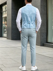 Manfinity Mode Men Suits, Formal, Old Money - Baby Blue - View 2