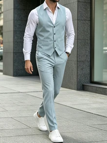 Manfinity Mode Men Suits, Formal, Old Money - Baby Blue - View 1