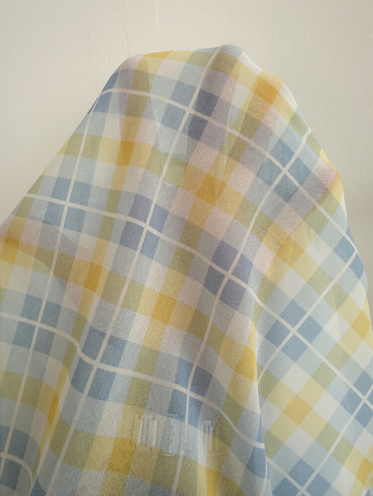 CovetEZ Plus Size White,Summer,Classy,Date Night Blue And Yellow Plaid Chiffon Twist Knot Cinched Waist Ruffle Hem Flutter Sleeve Retro Vintage A-Line Dress - Multicolor - View 6