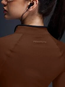 Powerista 女款素色插肩袖長袖半拉鍊運動運動衫 - 棕色 - 查看 7