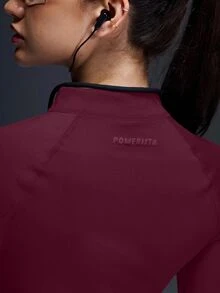 Powerista Casual Versatile Half-Zip Long Sleeve Sports Sweatshirt For Running - Burgundy - View 7