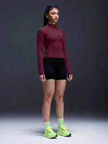 Powerista Casual Versatile Half-Zip Long Sleeve Sports Sweatshirt For Running - Burgundy - View 3