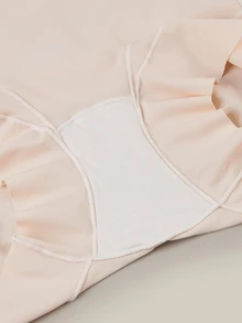 SHEIN Plus Size Women's Solid Color Elastic Waist Casual Panties - Apricot - View 4
