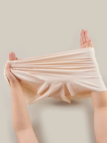 SHEIN Plus Size Women's Solid Color Elastic Waist Casual Panties - Apricot - View 5