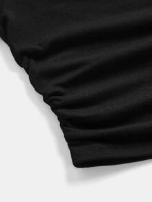 SHEIN 2pcs Tween Girls Black Short Sleeve T-Shirt With English Letter & Star Print, Black Pants Set - Multicolor - View 5