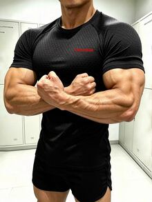 Gym Rark Men's Letter Graphic Casual Daily Travel Sports T-Shirt - Black - View 4