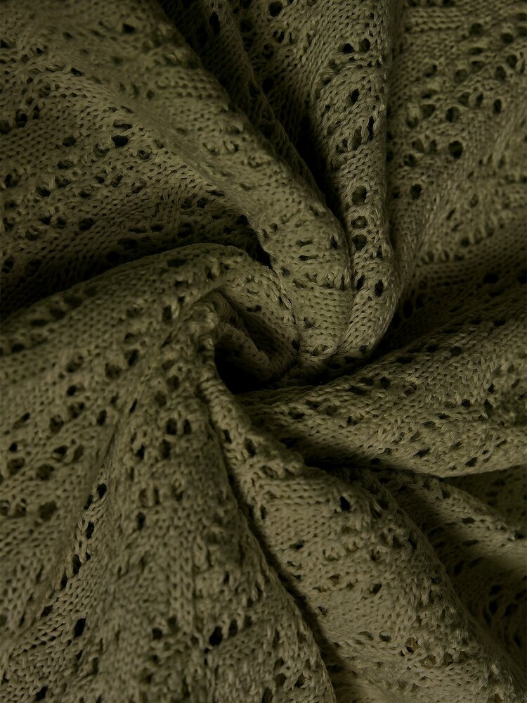Elaquor Plus Size Casual Handmade 3D Floral Batwing Sleeve Cardigan Fall - Army Green - View 7
