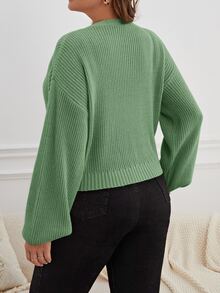 Shapeblank Plus Size Casual Versatile Solid Color Cardigan Back-To-School Bussines Graduation Sage Green Winter - Mint Green - View 3