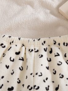 SHEIN 女童 4-8歲 米杏色小紋休閒長褲，保暖柔軟時尚褲，適合秋冬上學逛街 - 彩色 - 查看 5