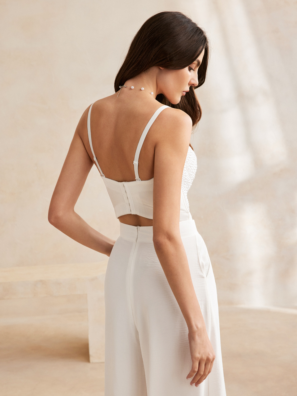 Pearl Beaded Bustier Bra Top
