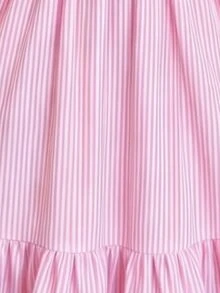 SHEIN Teen Girl Ruched Ruffle Pastel Pink Square Neck Puff Sleeve Mini Dress, Summer Elegant Party French Style Layered Skirt With Cinched Tie Waist - Pink - View 6