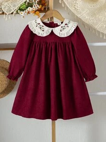 SHEIN Young Girls Dresses - Burgundy - View 1