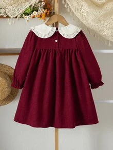 SHEIN Young Girls Dresses - Burgundy - View 2