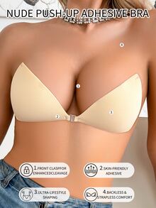 SHEIN Miếng dán ngực tự dính tàng hình cho nữ, phù hợp cho trang phục hở lưng và mùa hè - gừng - Xem 3
