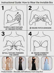 SHEIN Miếng dán ngực tự dính tàng hình cho nữ, phù hợp cho trang phục hở lưng và mùa hè - gừng - Xem 2