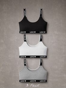 Esseday 3pcs Set Women's Minimalist Letter Jacquard Bras - Multicolor - View 10