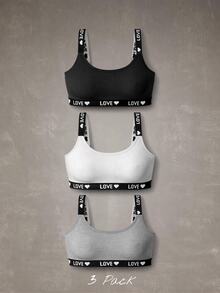 Esseday 3pcs Set Women's Minimalist Letter Jacquard Bras - Multicolor - View 7