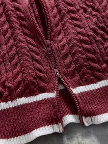 AXEPEAK Cardigan de punto casual para hombre con manga larga, cremallera delantera y color contrastante - Multicolor - Ver 7