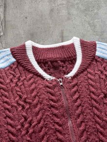 AXEPEAK Cardigan de punto casual para hombre con manga larga, cremallera delantera y color contrastante - Multicolor - Ver 4