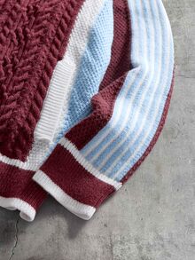 AXEPEAK Cardigan de punto casual para hombre con manga larga, cremallera delantera y color contrastante - Multicolor - Ver 5