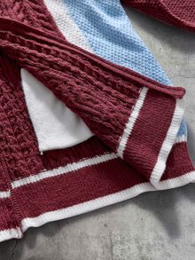 AXEPEAK Cardigan de punto casual para hombre con manga larga, cremallera delantera y color contrastante - Multicolor - Ver 8