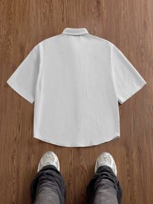 NORVETH Men's Digital Placement Print Short Sleeve Shirt, Spring/Summer - White - View 6
