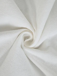 SHEIN LUNE CURVE 大尺碼純棉長袖捲袖不對稱下擺女款襯衫 - 白色 - 查看 5