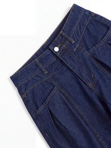 Firerie Women's Casual Streetwear Daily Denim Jeans With Pocket And Button Fall Travel Navy Blue Everyday - Blue - View 5