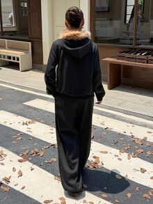 Muchica 黑色針織拼接羊毛運動衫休閒套裝，女款拉鍊運動套裝，適合派對、辦公穿著、聖誕節、新年、感恩節、婚禮、畢業典禮、優雅出遊、約會、Y2K風格及更多場合 - 黑色 - 查看 2