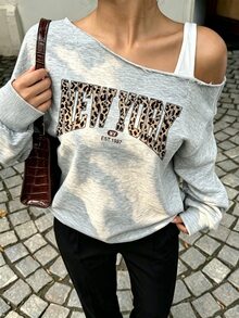 Sparklyn Tween Girl Bow Print Spaghetti Strap Sweatshirt, Fall, Winter - Grey - View 7