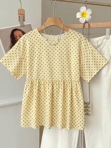 SHEIN EZwear 女款休閒極簡日常百搭聚會機場 Y2K 波點上衣，夏季外出穿搭 - 彩色 - 查看 5