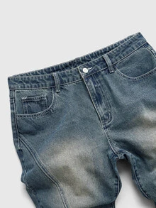 ROMWE MEN Street Life Celana Jeans Denim Pria Kasual Serbaguna untuk Harian dan Perjalanan, Model Flare dengan Kantong - MultiWarna - View 3