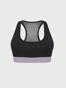 SHEIN Cheerettes 女款純色圓領背心、撞色運動內衣與緊身褲套裝 - 彩色 - 查看 6
